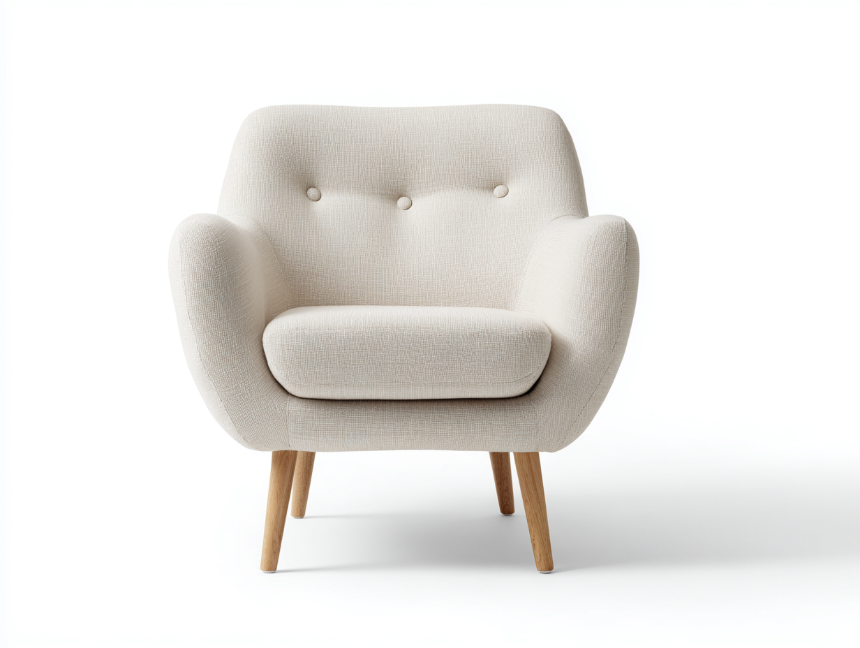Sillón de tela beige 76x74x80 cm salón diseño moderno compacto acolchado-Falolinest