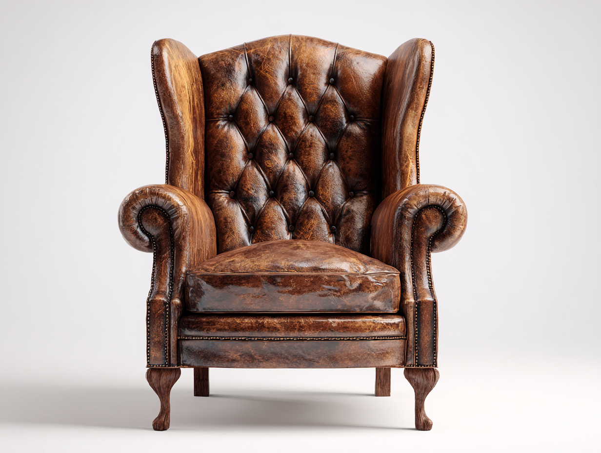 Sillón de piel tapizado acolchado 85x90x110 cm marrón diseño clásico elegante confort-Falolinest