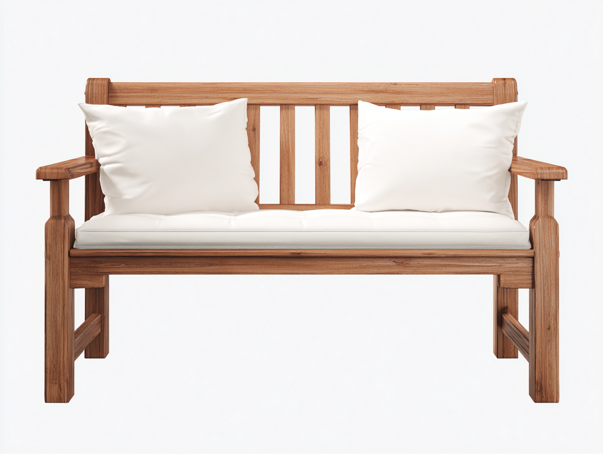 Bancos de jardín de madera con cojines 132x62x92 cm - marrón-blanco - para jardín - diseño clásico funcional-Rodiionest