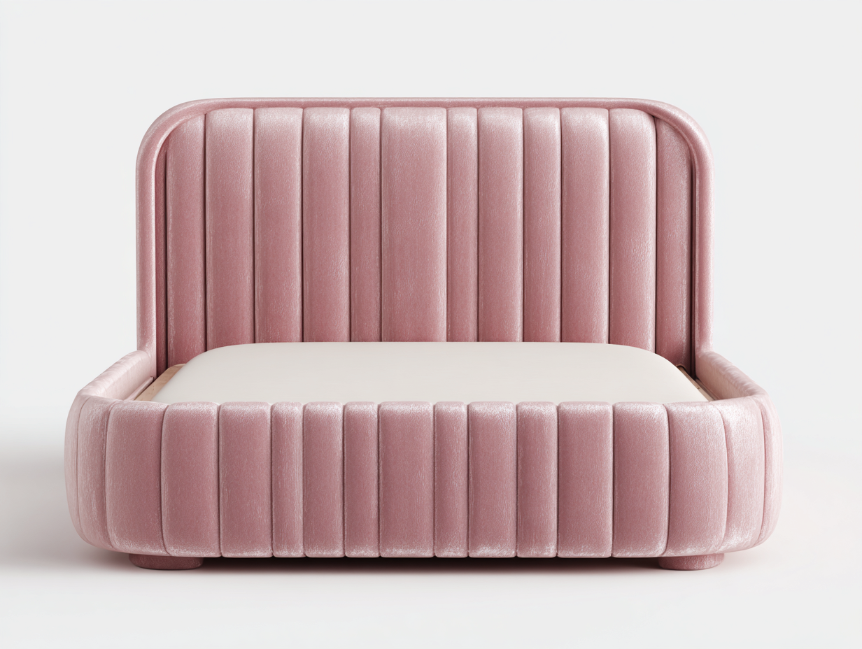 Camas dobles tapizada de terciopelo 200x160x115 cm - rosa - para dormitorio - estilo contemporáneo-Rodiionest