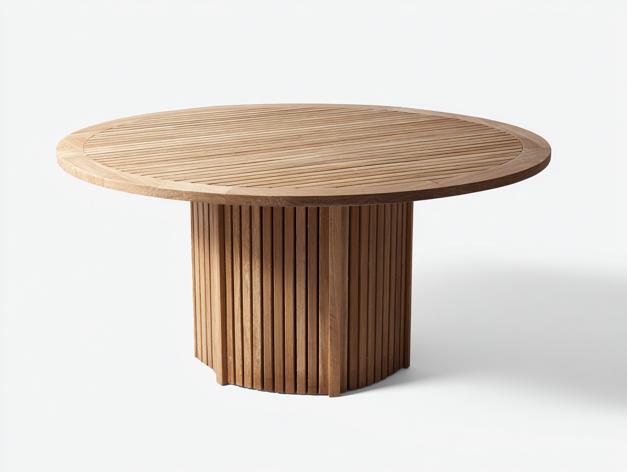 Mesas de jardín de madera 140x140x75 cm - marrón - para jardín - diseño redondo contemporáneo-Rodiionest
