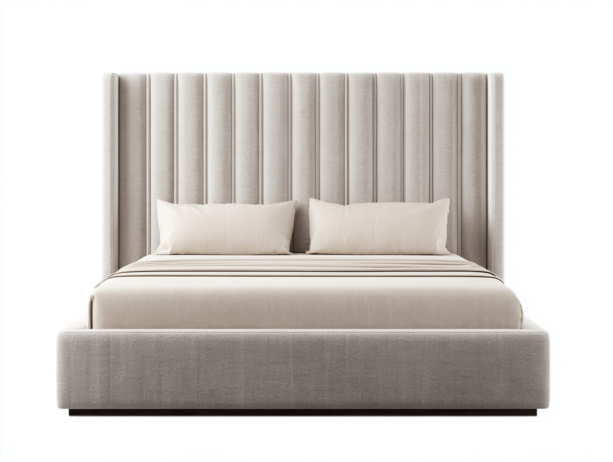 Camas dobles de tela 200x160x130 cm - beige - diseño moderno acolchado-Rodiionest