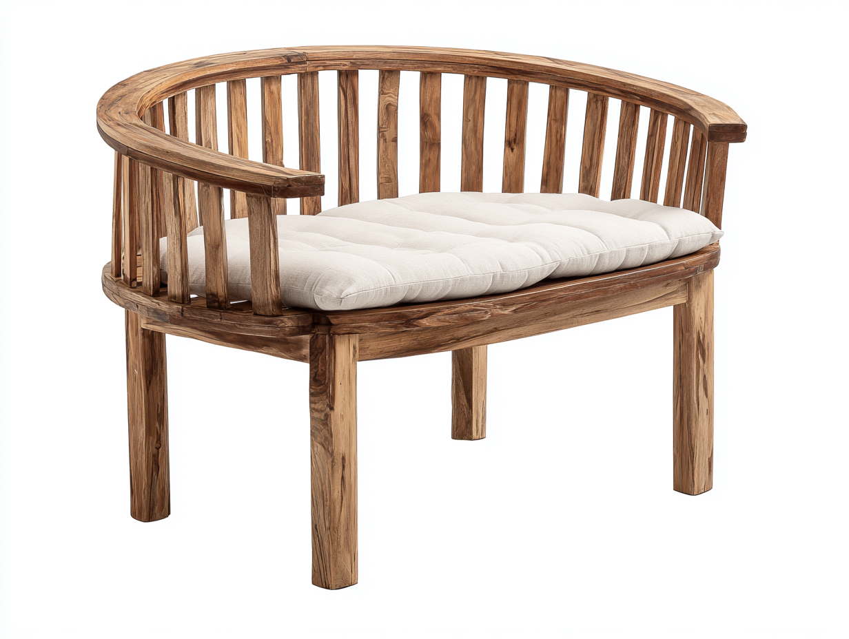 Bancos de jardín madera maciza 120x60x90 cm - marrón-beige - diseño rústico con cojín-Rodiionest