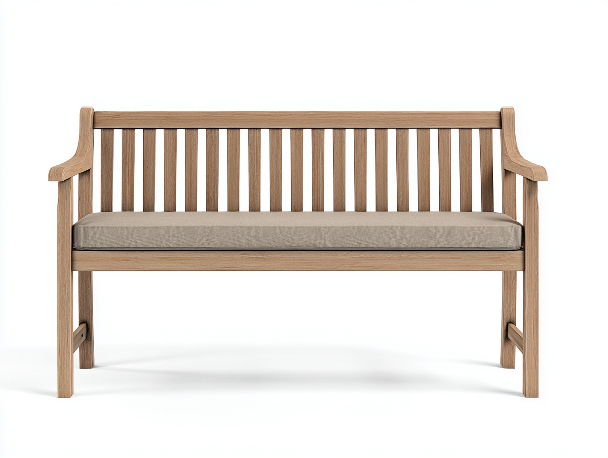 Bancos de jardín de madera con cojín 150x60x90 cm - natural-beige - para exterior y terraza - estilo clásico-Rodiionest