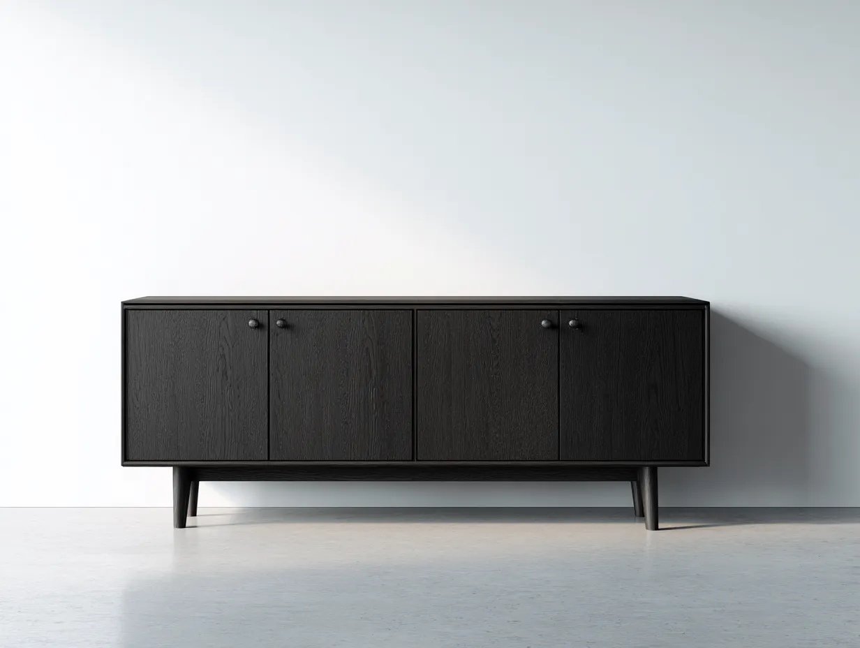 Mueble recibidor de madera con 4 puertas 180x42x80 cm - negro - diseño moderno para entrada-Rosaiaspace
