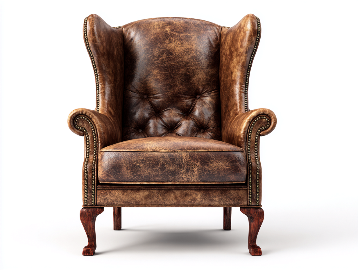 Sillón de piel tapizado 82x88x112 cm - marrón - para salón y despacho - estilo clásico inglés-Ziluxadwell