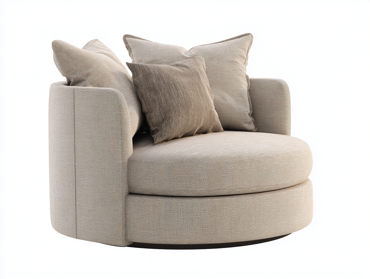 Sillón de tela 108x95x82 cm - beige - para salón - diseño redondo contemporáneo-Ziluxadwell