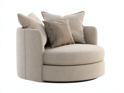 Sillón de tela 108x95x82 cm - beige - para salón - diseño redondo contemporáneo-Ziluxadwell
