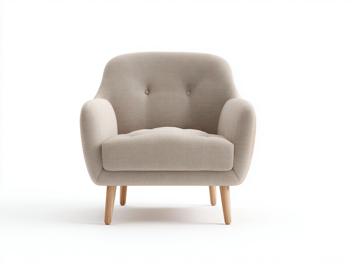 Sillón de tela - tela-madera - 78x80x84 cm - beige - diseño moderno para salón-Ziluxadwell