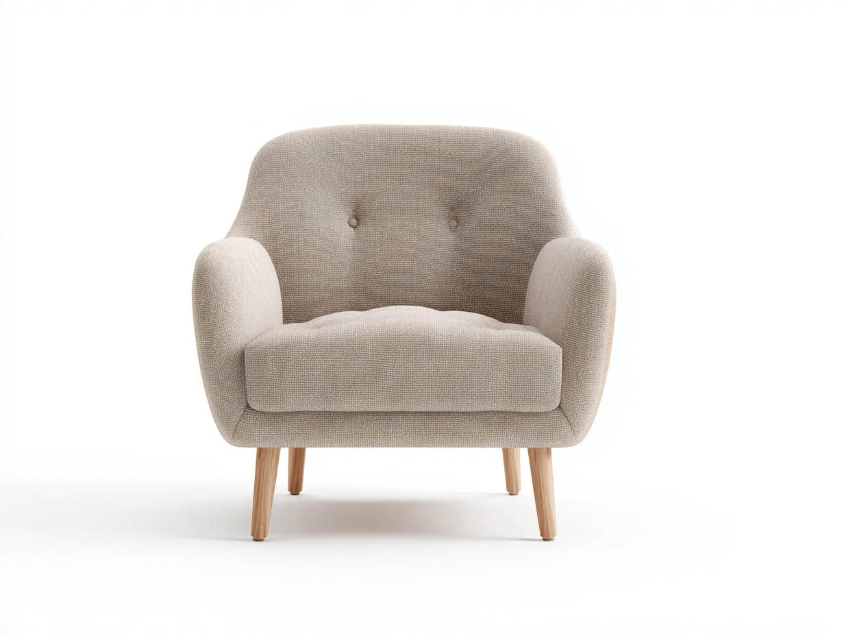 Sillón de tela - tela-madera - 78x80x84 cm - beige - diseño moderno para salón-Ziluxadwell