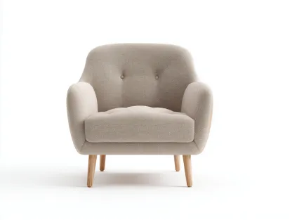 Sillón de tela - tela-madera - 78x80x84 cm - beige - diseño moderno para salón-Ziluxadwell