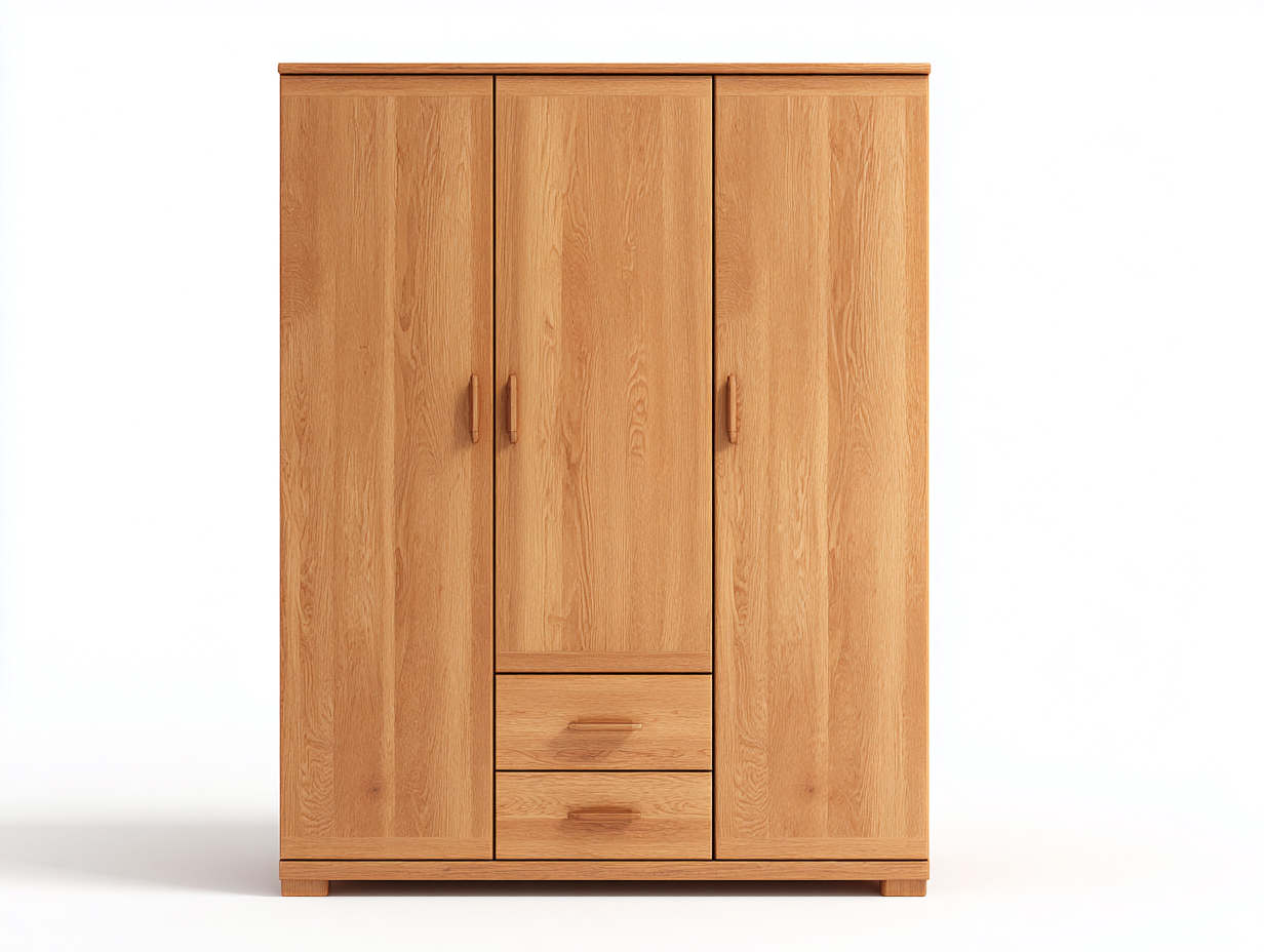 Armarios de tres puertas madera 150x55x190 cm - roble claro - diseño moderno con 3 puertas y 2 cajones-Ziluxadwell