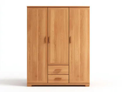 Armarios de tres puertas madera 150x55x190 cm - roble claro - diseño moderno con 3 puertas y 2 cajones-Ziluxadwell
