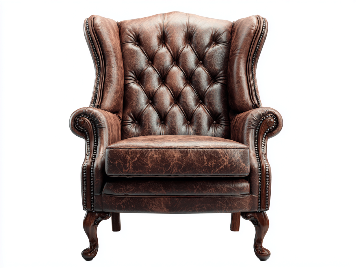 Sillón de piel - piel sintética-madera - 84x92x114 cm - marrón - diseño clásico capitoné para salón-Ziluxadwell