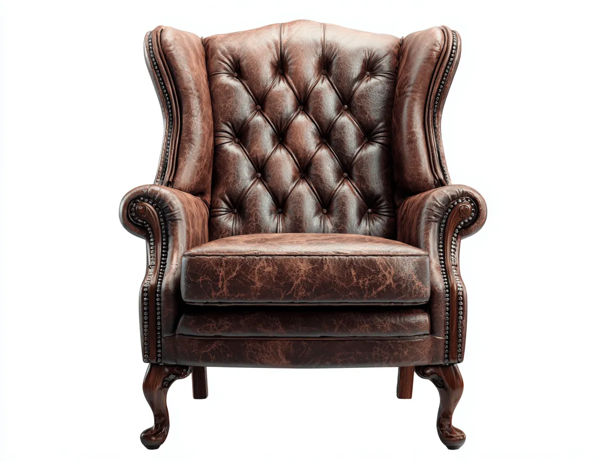 Sillón de piel - piel sintética-madera - 84x92x114 cm - marrón - diseño clásico capitoné para salón-Ziluxadwell