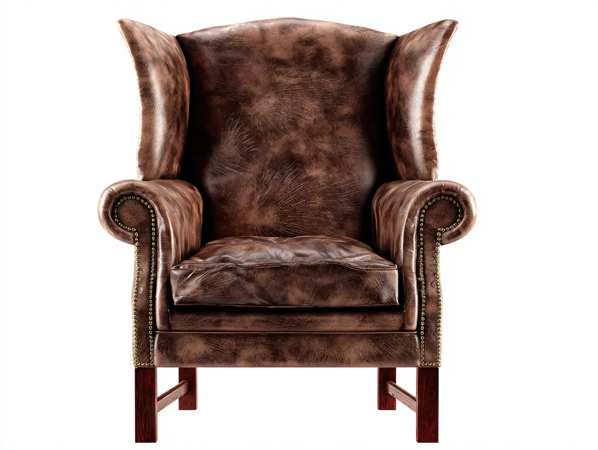 Sillón de piel - piel sintética-madera - 82x88x112 cm - marrón - diseño clásico para salón-Ziluxadwell