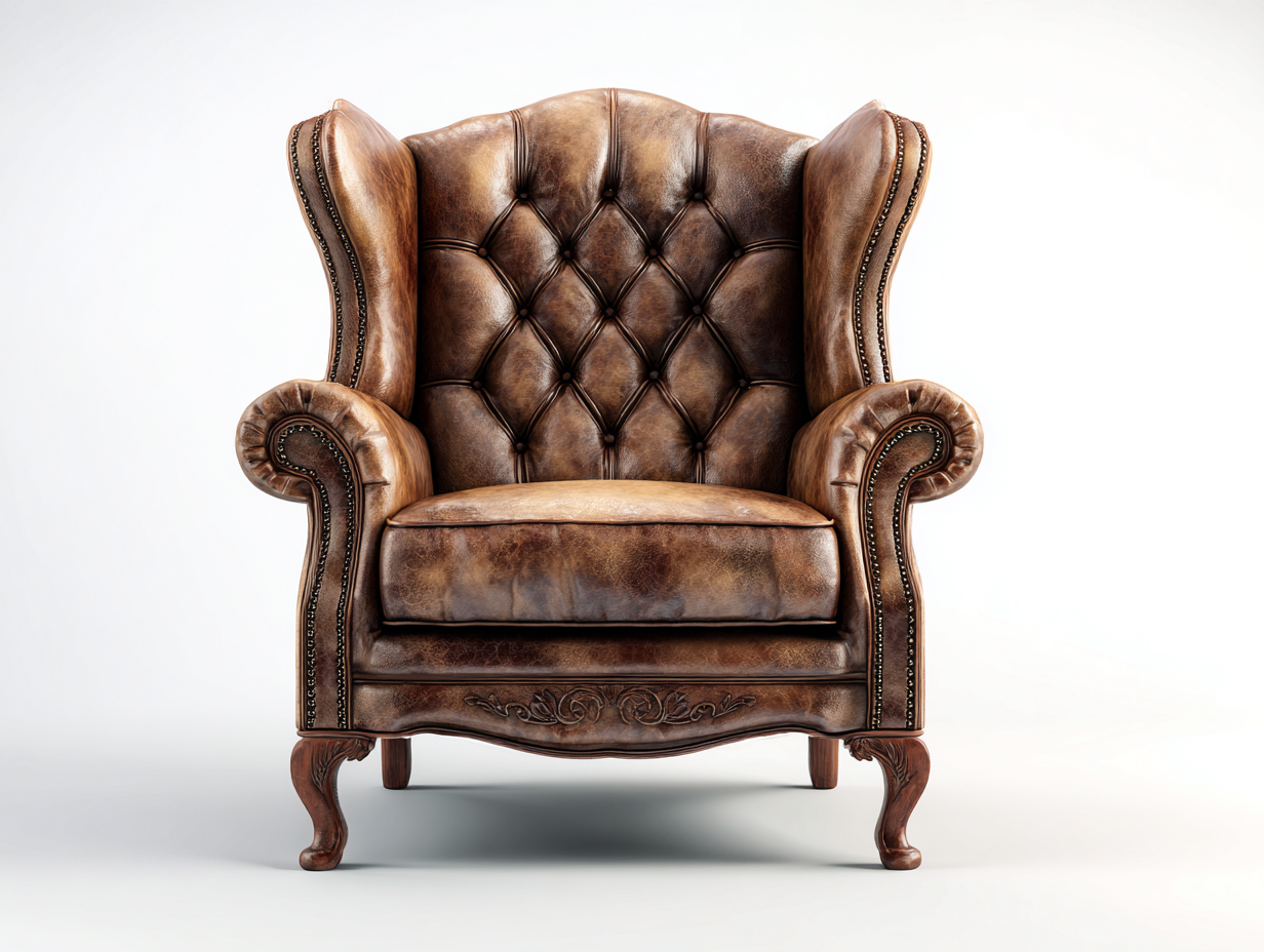 Sillón de piel - piel sintética-madera - 86x90x110 cm - marrón - diseño clásico capitoné para salón-Ziluxadwell
