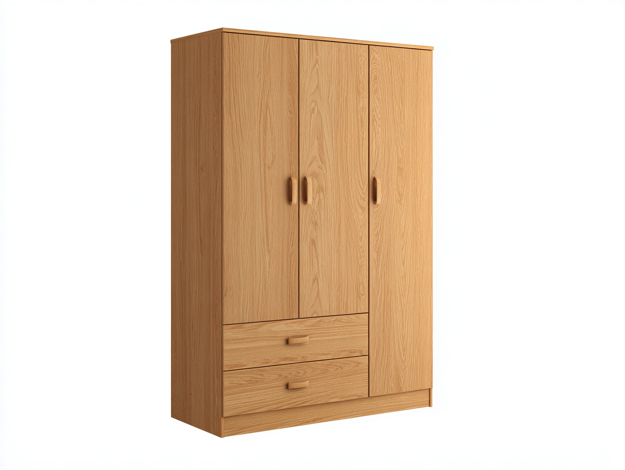 Armarios de tres puertas de madera 120x55x190 cm color roble para dormitorio - con 3 puertas 2 cajones y diseño moderno-Ziluxadwell