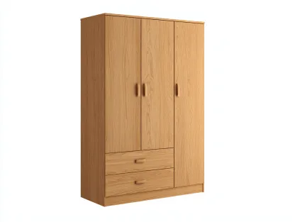 Armarios de tres puertas de madera 120x55x190 cm color roble para dormitorio - con 3 puertas 2 cajones y diseño moderno-Ziluxadwell