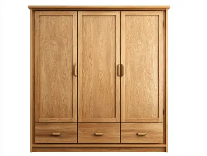 Armarios de tres puertas madera 160x60x190 cm - roble claro - diseño clásico con 3 puertas y 3 cajones-Ziluxadwell
