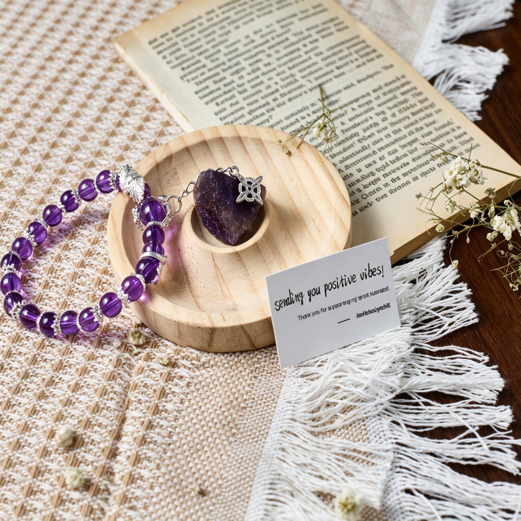 Deep Purple Amethyst Crystal Energy Bracelet – Stone of Calm & Intuition