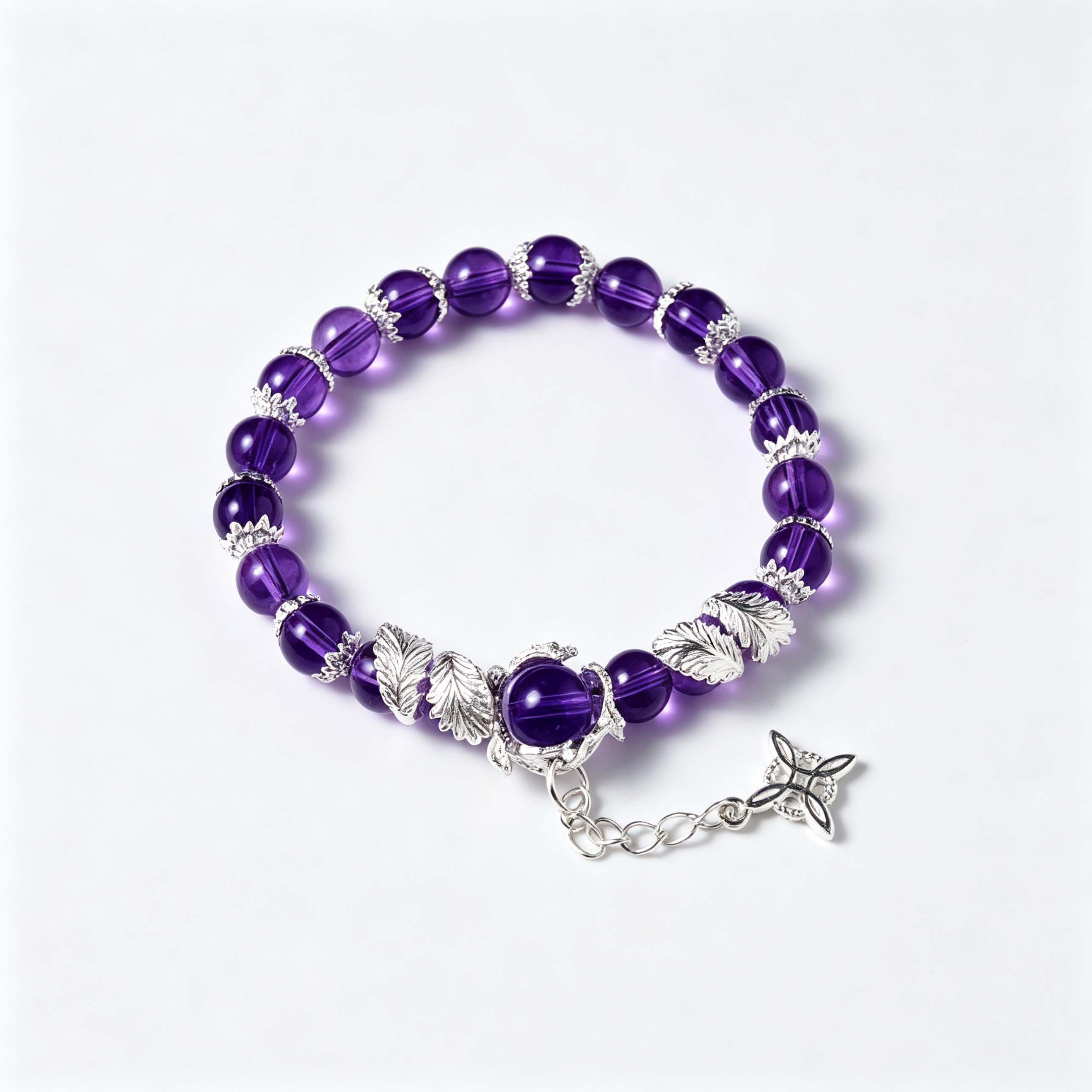 Deep Purple Amethyst Crystal Energy Bracelet – Stone of Calm & Intuition