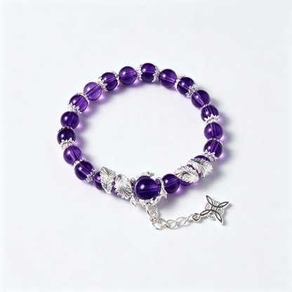Deep Purple Amethyst Crystal Energy Bracelet – Stone of Calm & Intuition