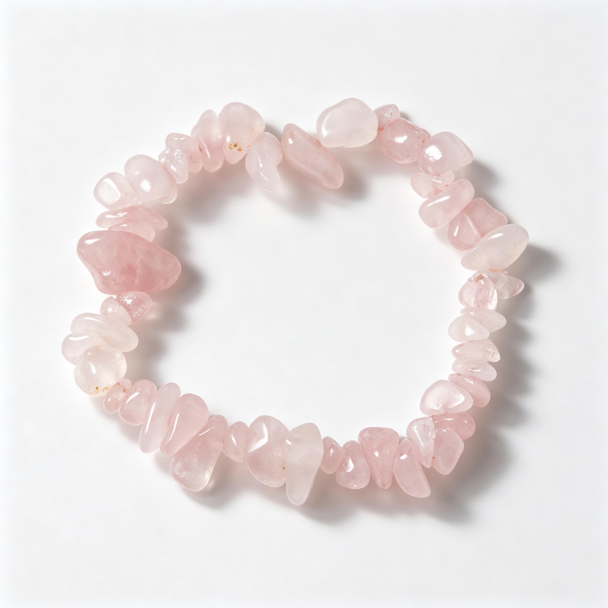Raw Rose Quartz Healing Crystal Bracelet – Boho Style 'Stone of Love'