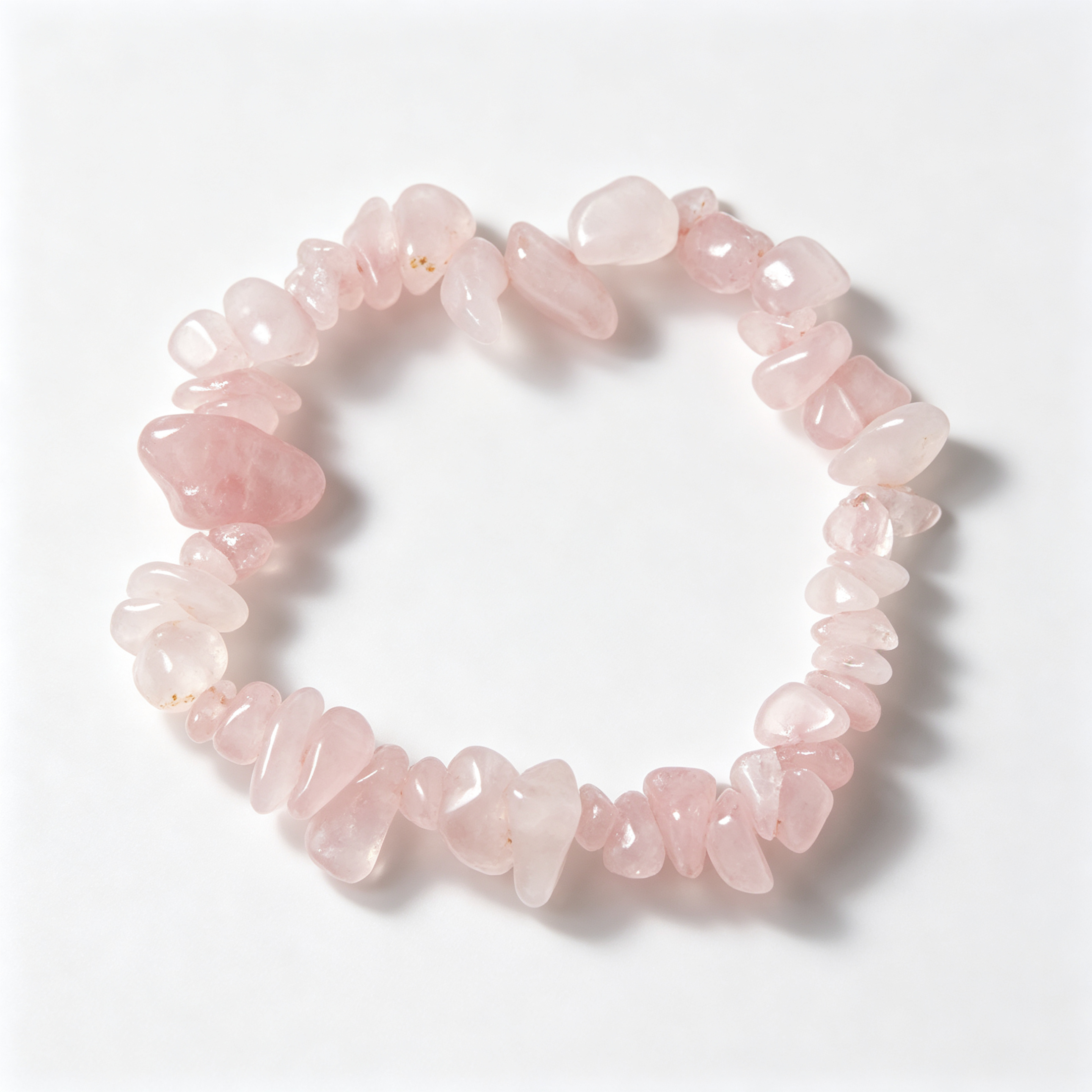 Raw Rose Quartz Healing Crystal Bracelet – Boho Style 'Stone of Love'