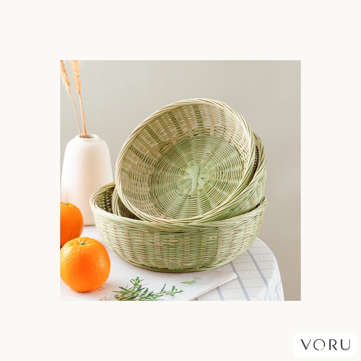 VORU Handwoven Bamboo Serving Basket