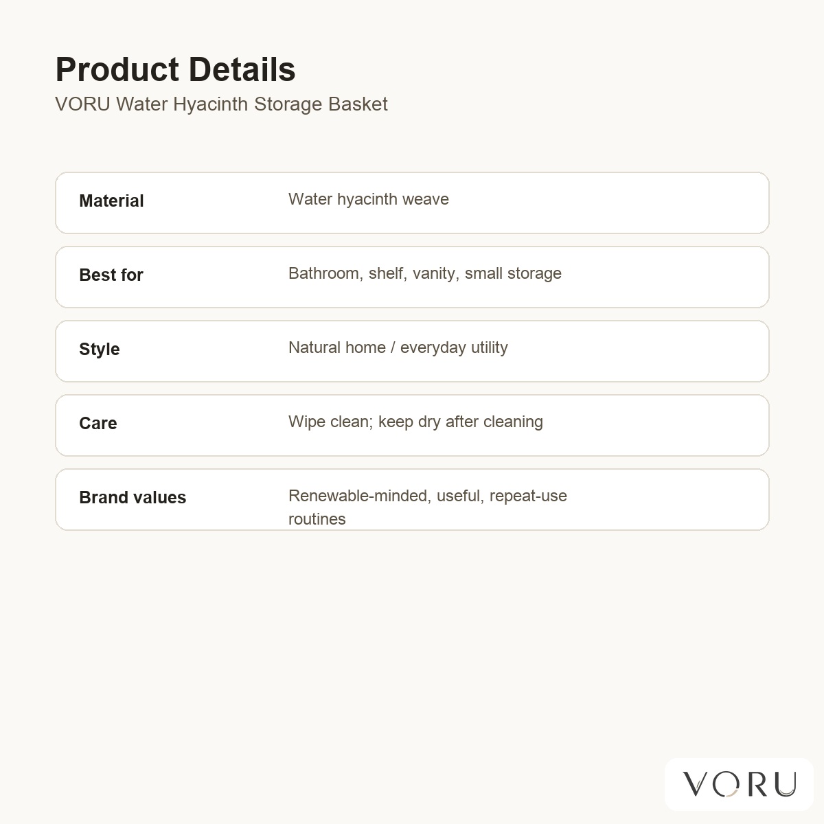 VORU Water Hyacinth Storage Basket