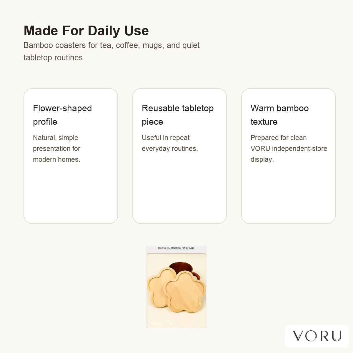 VORU Bamboo Flower Coaster Set