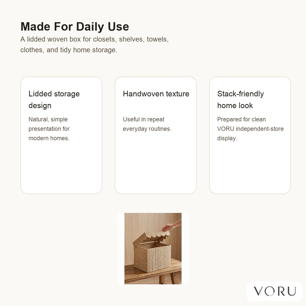 VORU Lidded Paper Rope Storage Box