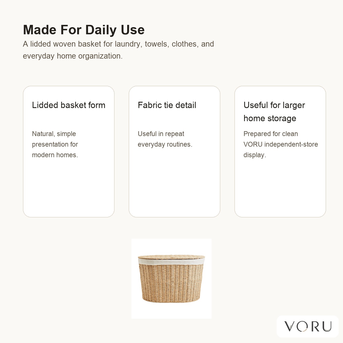 VORU Woven Lidded Laundry Basket