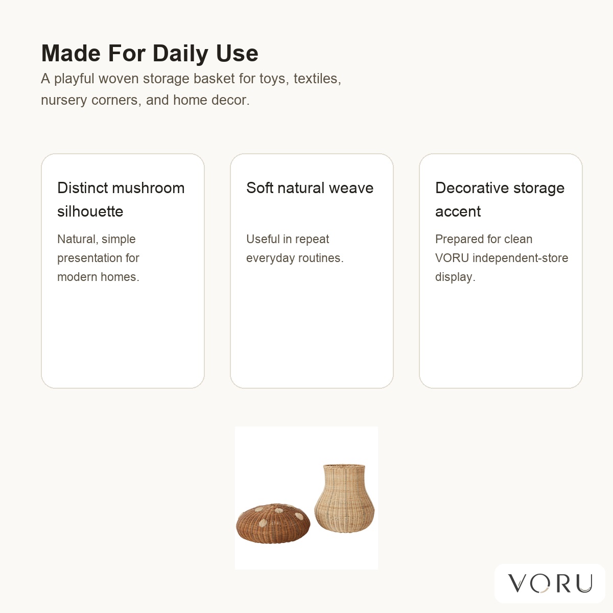 VORU Woven Mushroom Storage Basket