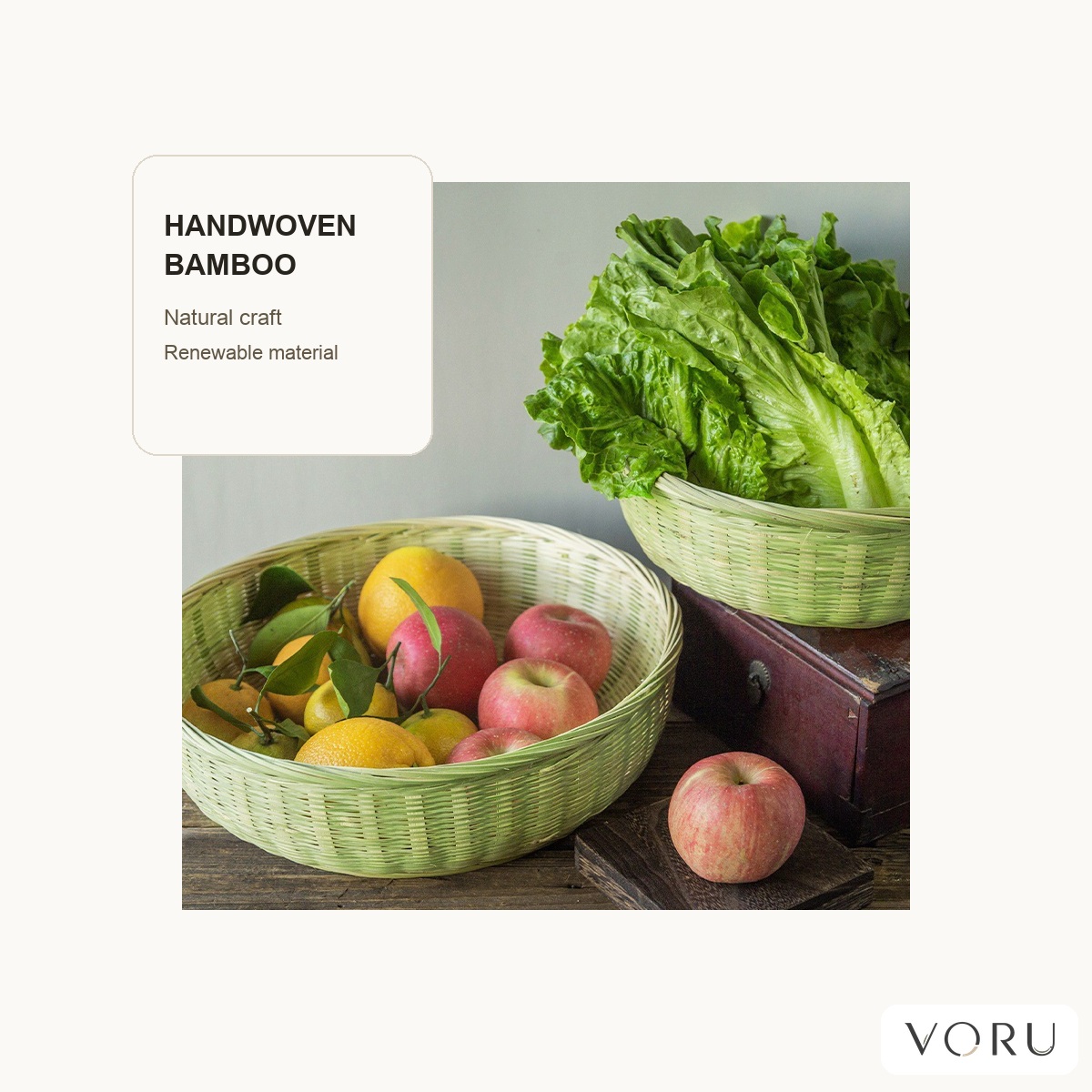 VORU Handwoven Bamboo Serving Basket