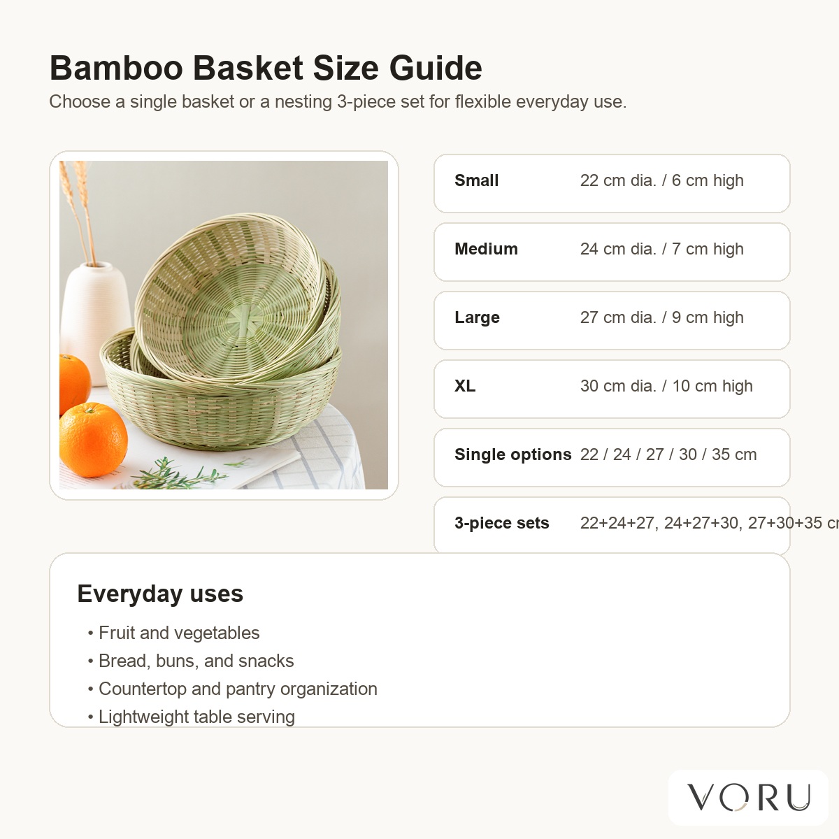 VORU Handwoven Bamboo Serving Basket
