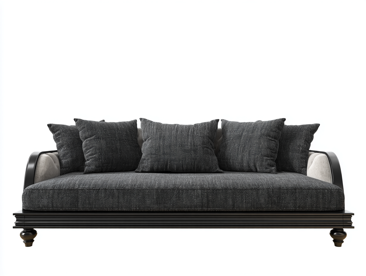Sofás 3 plazas tapizados en tela 220x92x82 cm - gris oscuro-negro - para salón - diseño elegante contemporáneo-Farolohaus