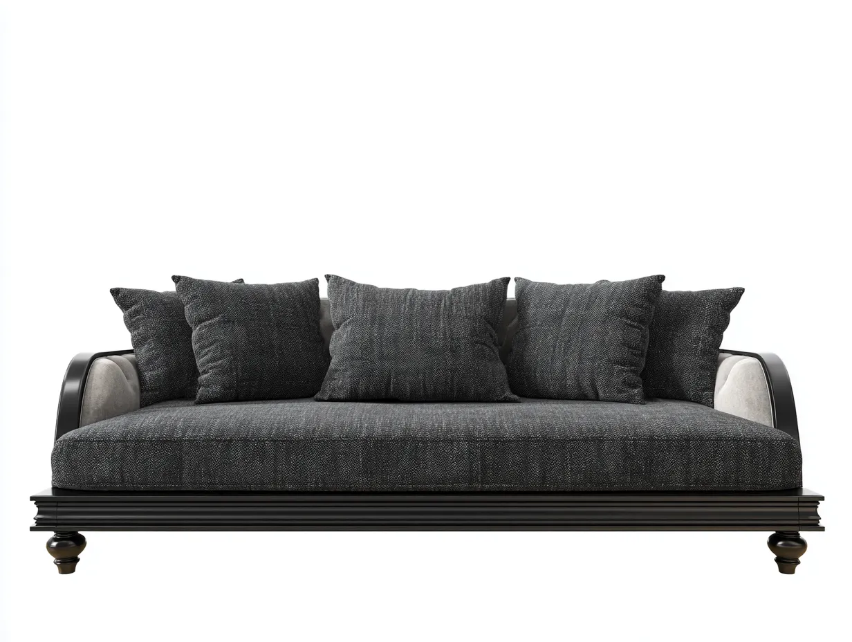 Sofás 3 plazas tapizados en tela 220x92x82 cm - gris oscuro-negro - para salón - diseño elegante contemporáneo-Farolohaus