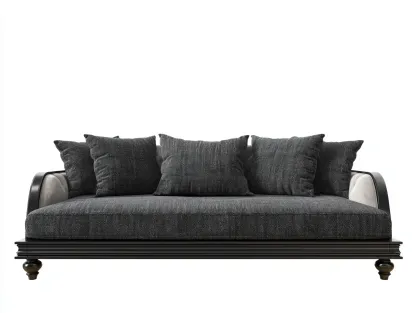 Sofás 3 plazas tapizados en tela 220x92x82 cm - gris oscuro-negro - para salón - diseño elegante contemporáneo-Farolohaus