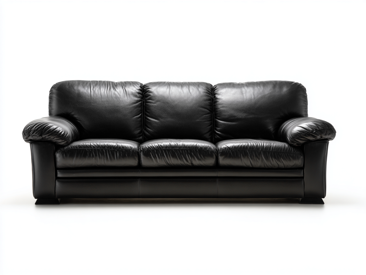 Sofás 3 plazas de cuero 210x90x88 cm color negro para salón - diseño clásico-Farolohaus