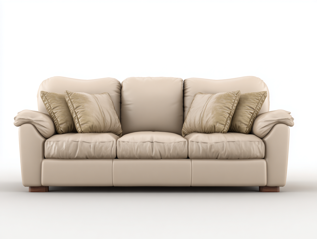 Sofás 3 plazas - piel sintética-madera - 205x90x94 cm - beige - diseño moderno para salón-Farolohaus