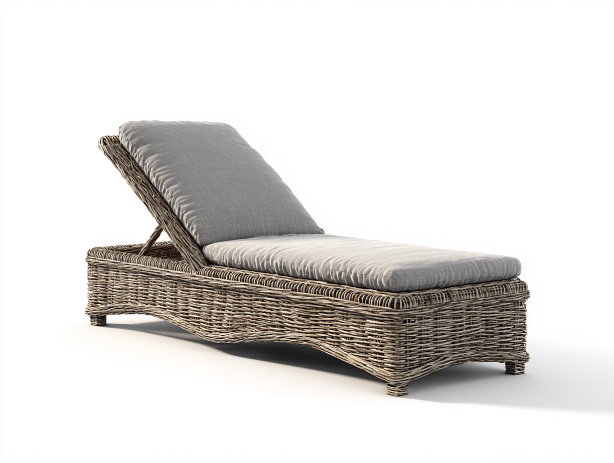 Tumbonas de ratán sintético 200x70x85 cm color gris-beige para exterior - con respaldo ajustable y diseño moderno-Farolohaus