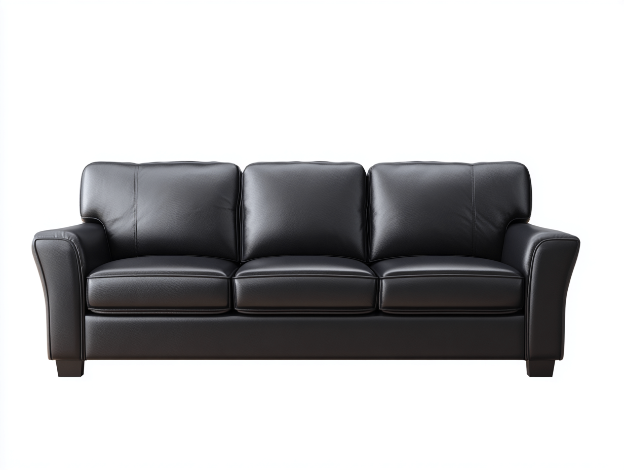 Sofás 3 plazas cuero sintético 205x88x90 cm - negro - diseño moderno acolchado-Farolohaus