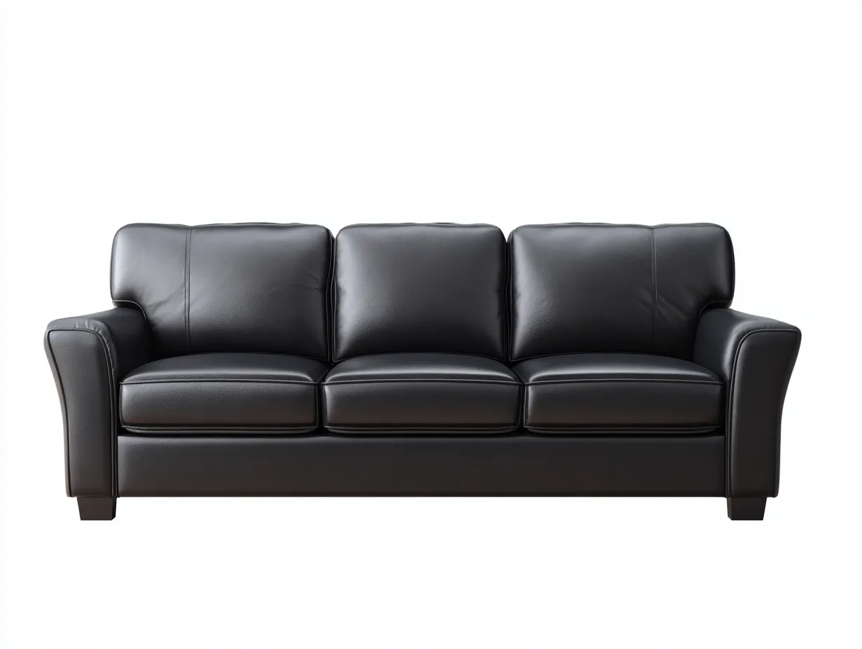 Sofás 3 plazas cuero sintético 205x88x90 cm - negro - diseño moderno acolchado-Farolohaus