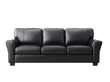 Sofás 3 plazas cuero sintético 205x88x90 cm - negro - diseño moderno acolchado-Farolohaus