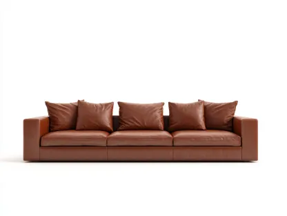 Sofás 3 plazas de cuero 240x95x78 cm color marrón para salón - diseño moderno-Farolohaus