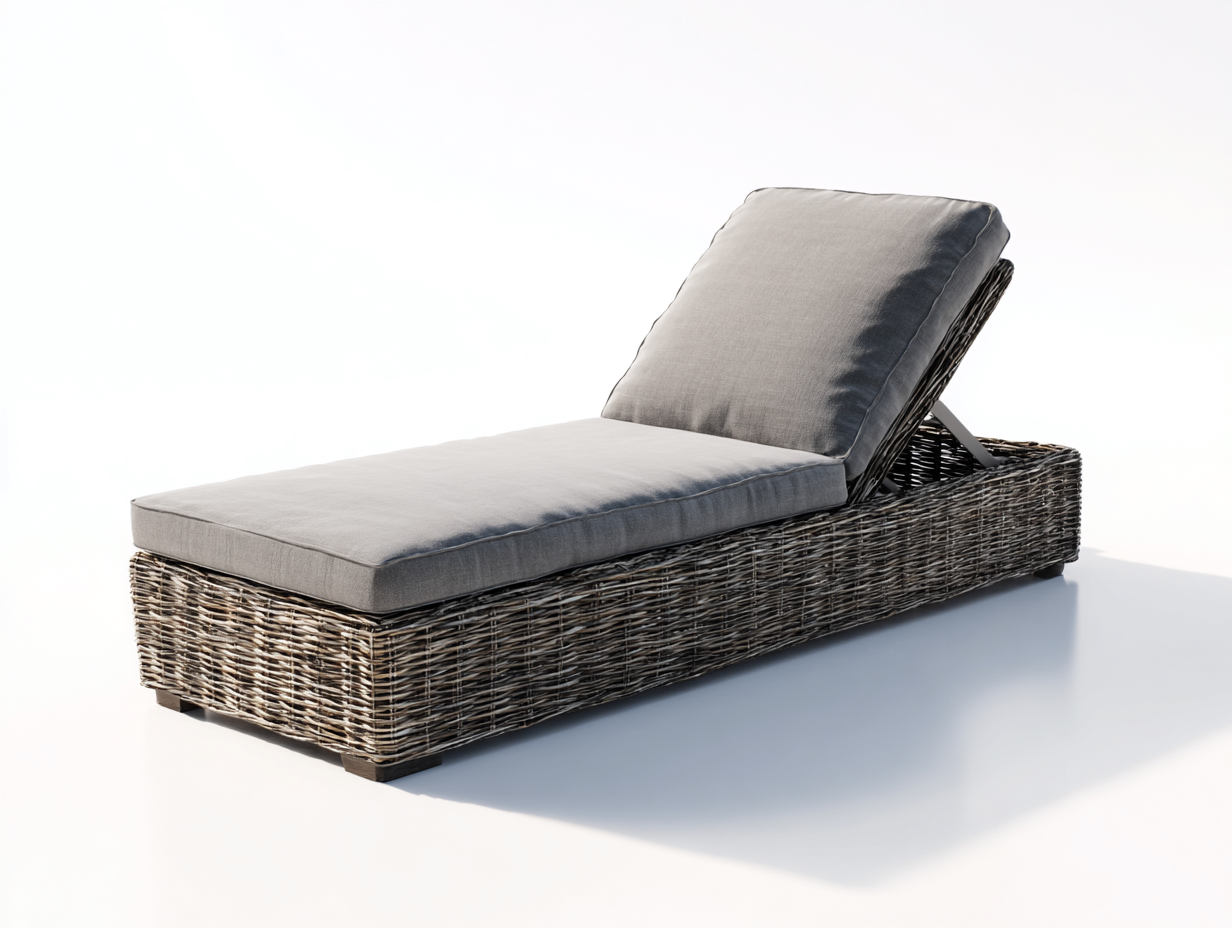 Tumbonas - ratán sintético-tela - 198x68x84 cm - gris-marrón - diseño moderno reclinable para jardín y terraza-Farolohaus