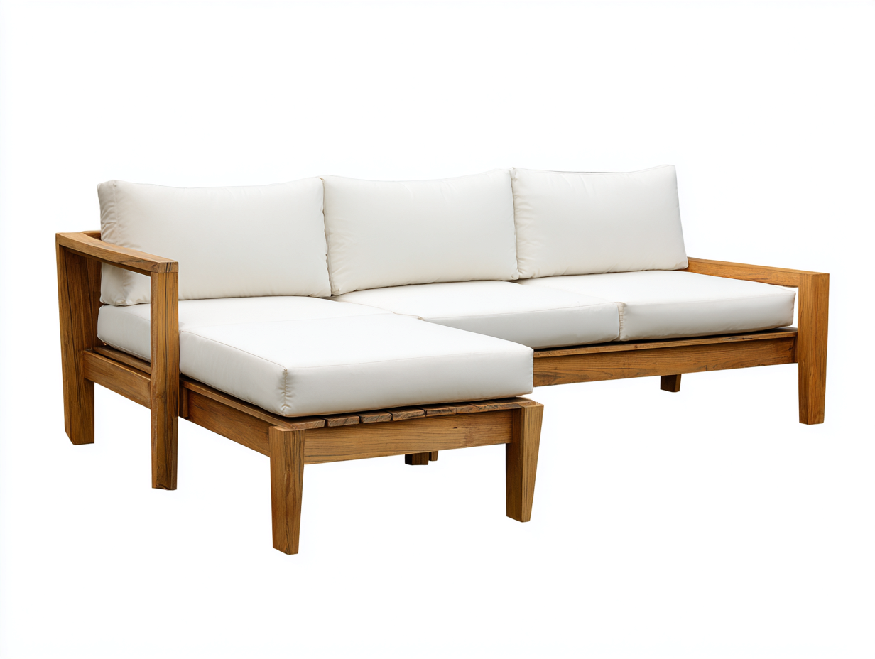 Sofás de exterior madera maciza 200x140x78 cm - marrón-blanco - diseño moderno modular-Farolohaus