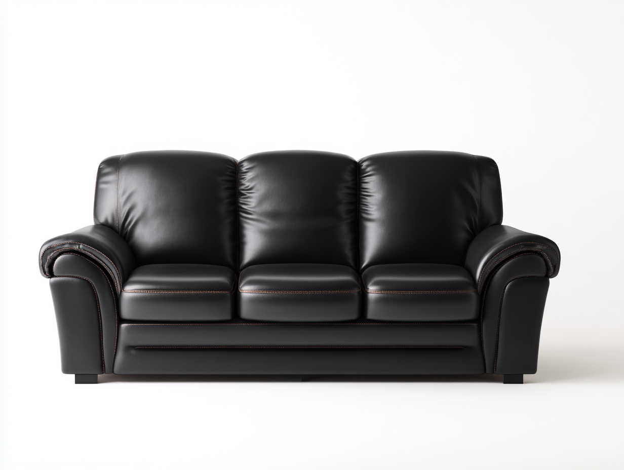 Sofás 3 plazas tapizado de piel sintética 210x92x92 cm - negro - para salón - estilo clásico contemporáneo-Farolohaus